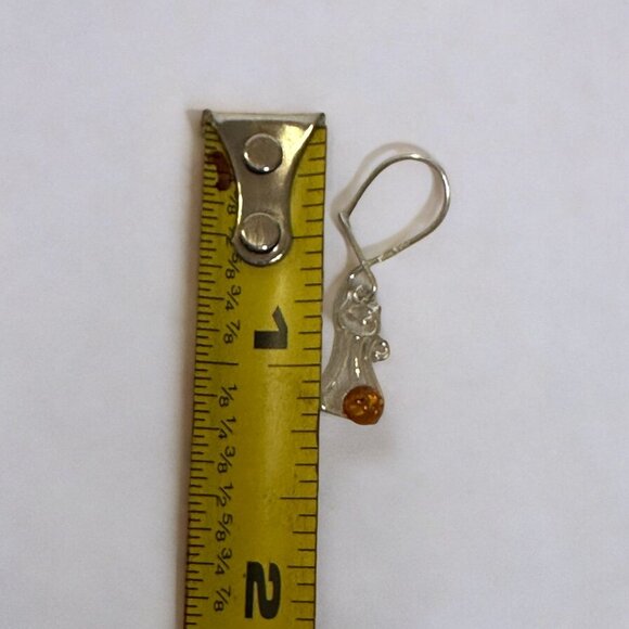 Sterling Silver 925 Petite Baltic Amber Silver Kitten Earrings - Picture 9 of 12